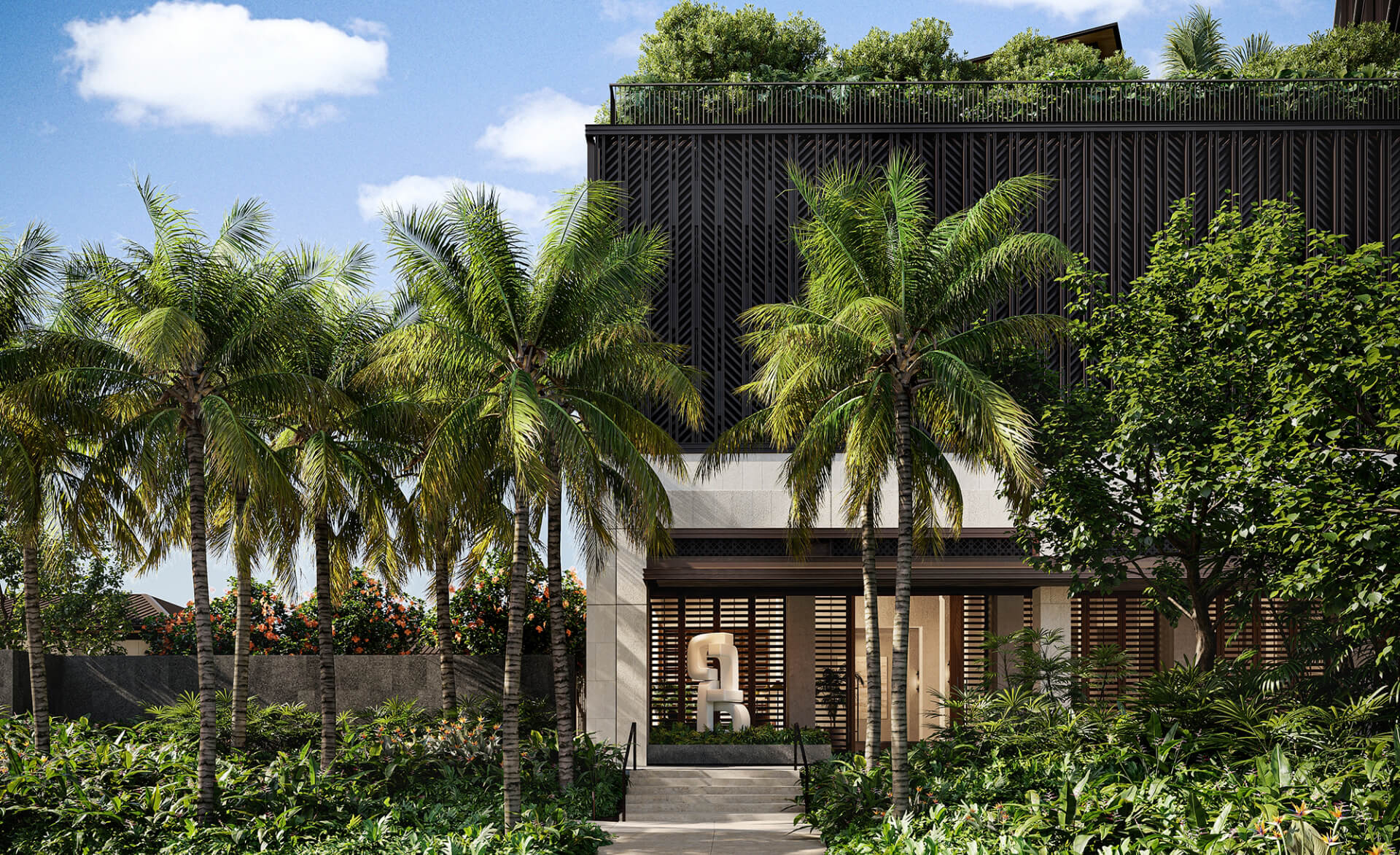 Kalae residential, tree-lined entryway.