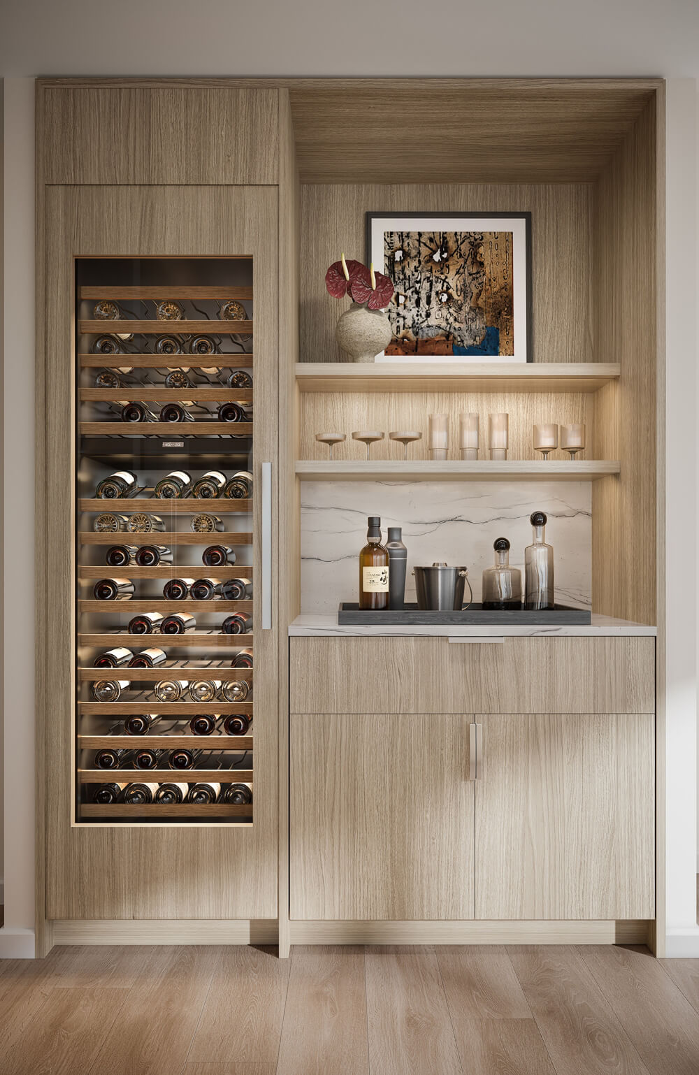 Render of kitchen wine cabinet